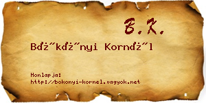 Bökönyi Kornél névjegykártya