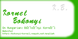 kornel bokonyi business card